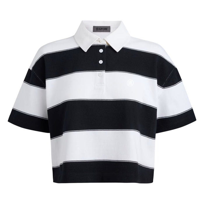 Gfore Striped It Boxy Rugby Golf Polo (with Gfore Emblem) Snow/Onyx - FA26 Women