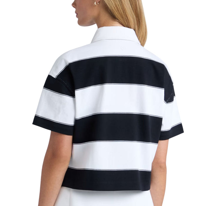 Gfore Striped It Boxy Rugby Golf Polo (with Gfore Emblem) Snow/Onyx - FA26 Women