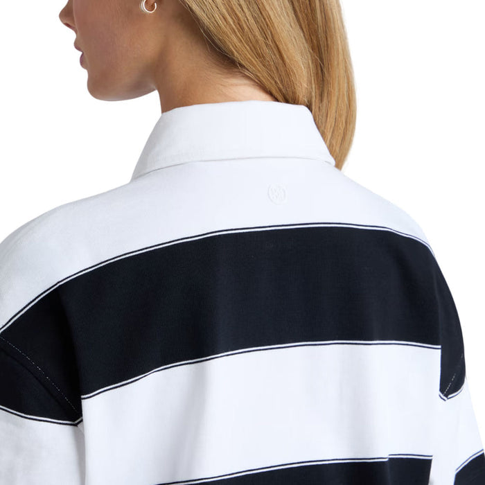 Gfore Striped It Boxy Rugby Golf Polo (with Gfore Emblem) Snow/Onyx - FA26 Women