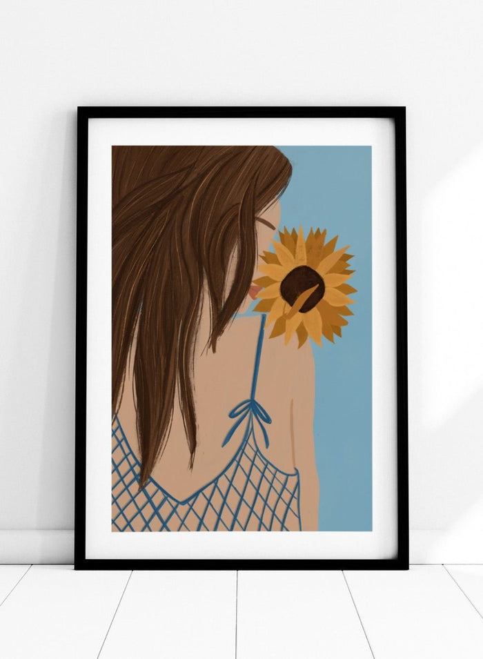 'Girl with a Sunflower' Aesthetic Art Print_Sugar & Canvas_Sugar & Canvas