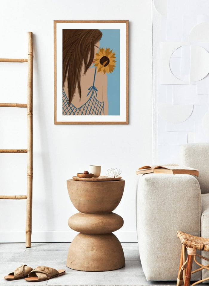 'Girl with a Sunflower' Aesthetic Art Print_Sugar & Canvas_Sugar & Canvas