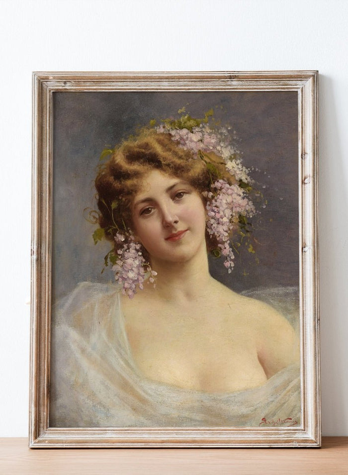 "Girl With Lilacs" Art Print_Sugar & Canvas_Achille Beltrame
