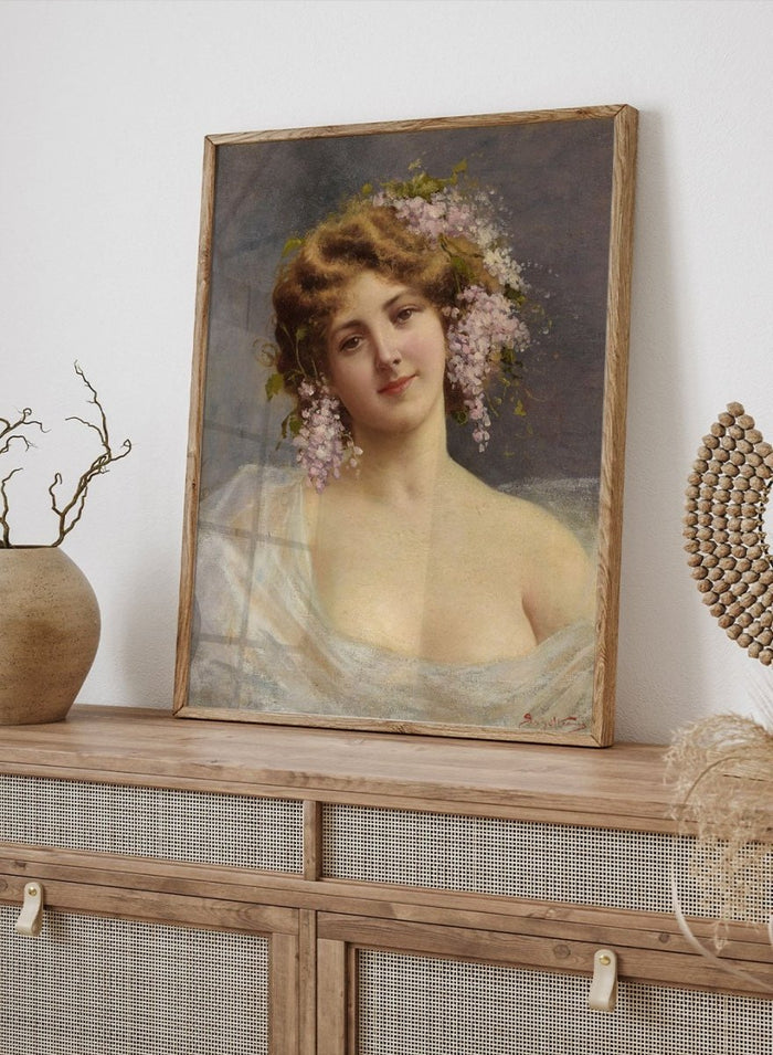 "Girl With Lilacs" Art Print_Sugar & Canvas_Achille Beltrame