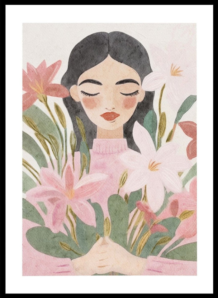 'Girl with Lilies' Aesthetic Art Print_Sugar & Canvas_Sugar & Canvas