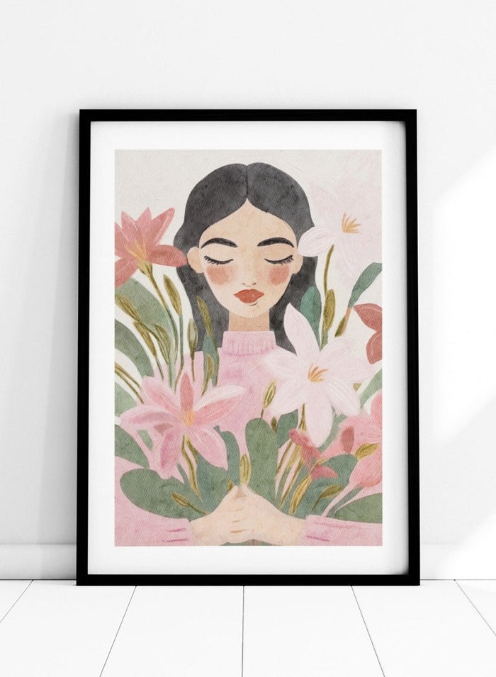 'Girl with Lilies' Aesthetic Art Print_Sugar & Canvas_Sugar & Canvas
