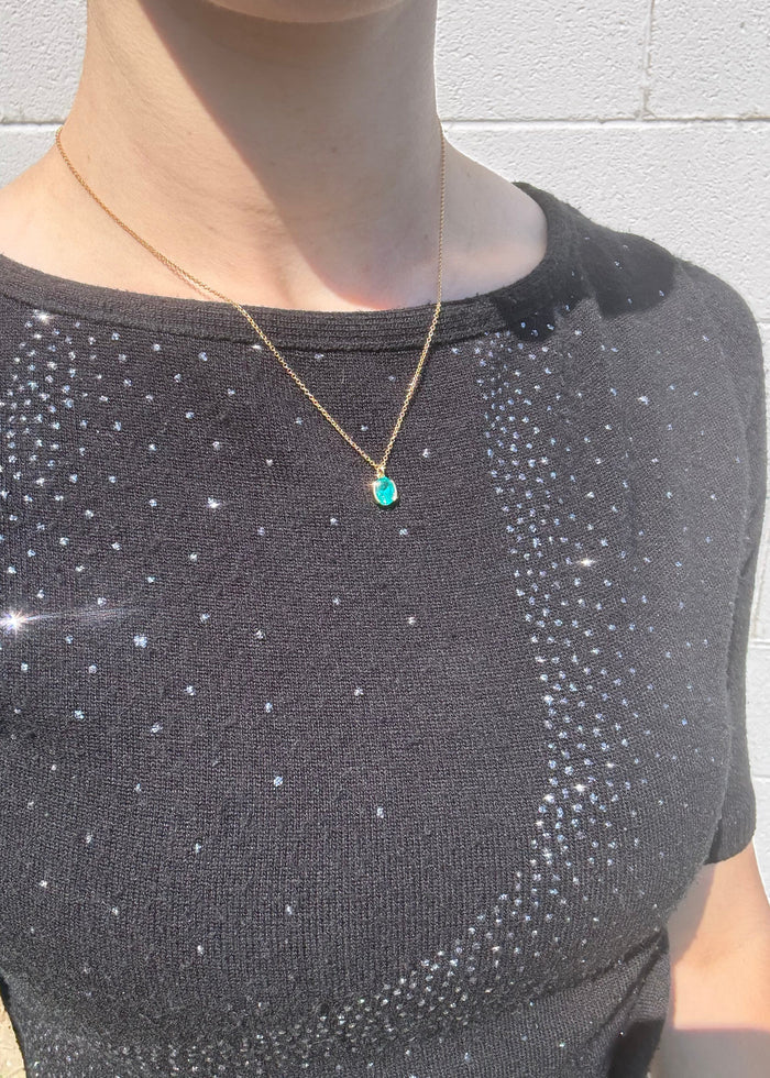 Gold Plated Green Stone Pendant Necklace