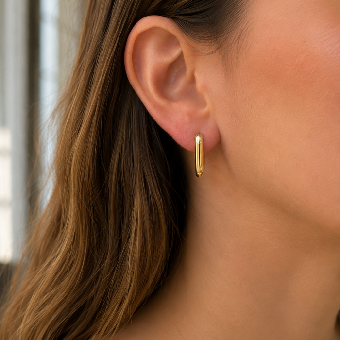 Gold Plated Oval Hoop Earrings