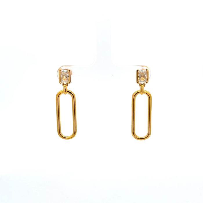 Gold Plated Rectangular Drop Earrings