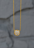 Gold Plated Round Stone Station Necklace