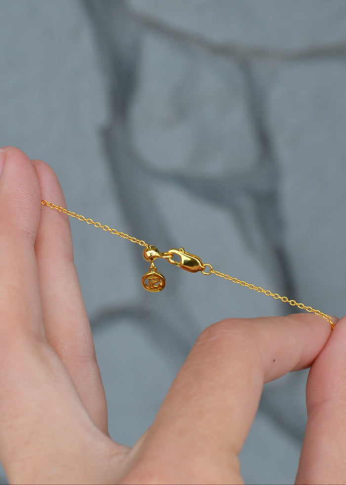 Gold Plated Round Stone Station Necklace
