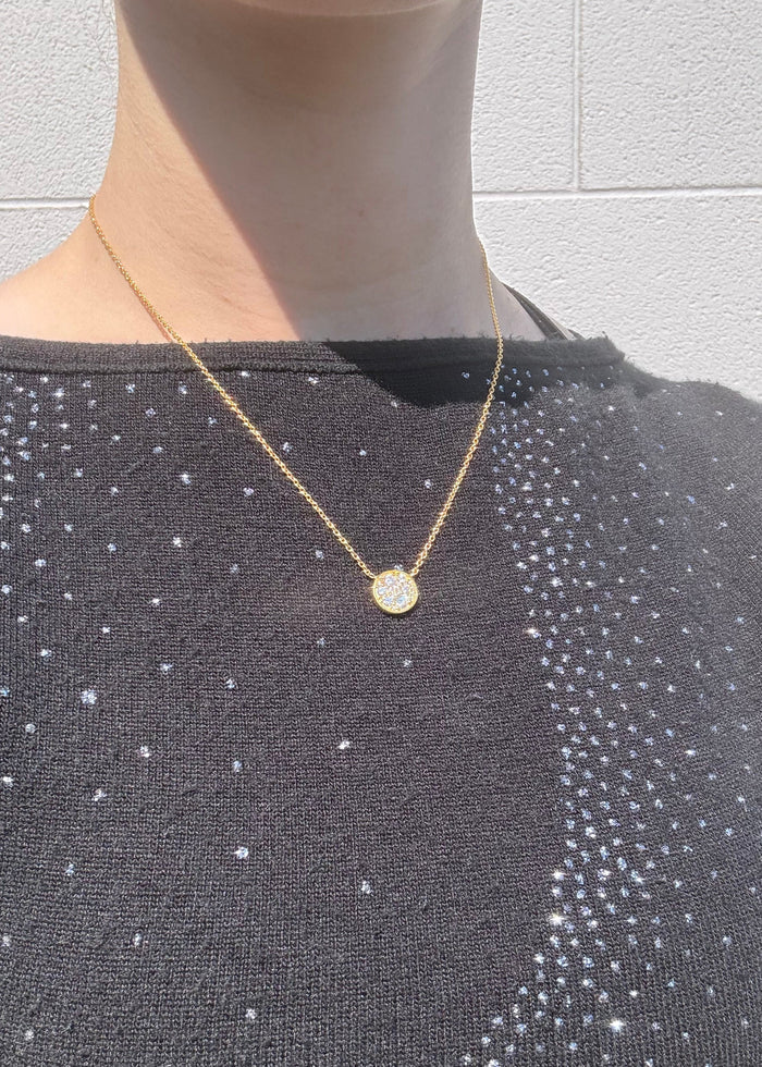 Gold Plated Round Stone Station Necklace