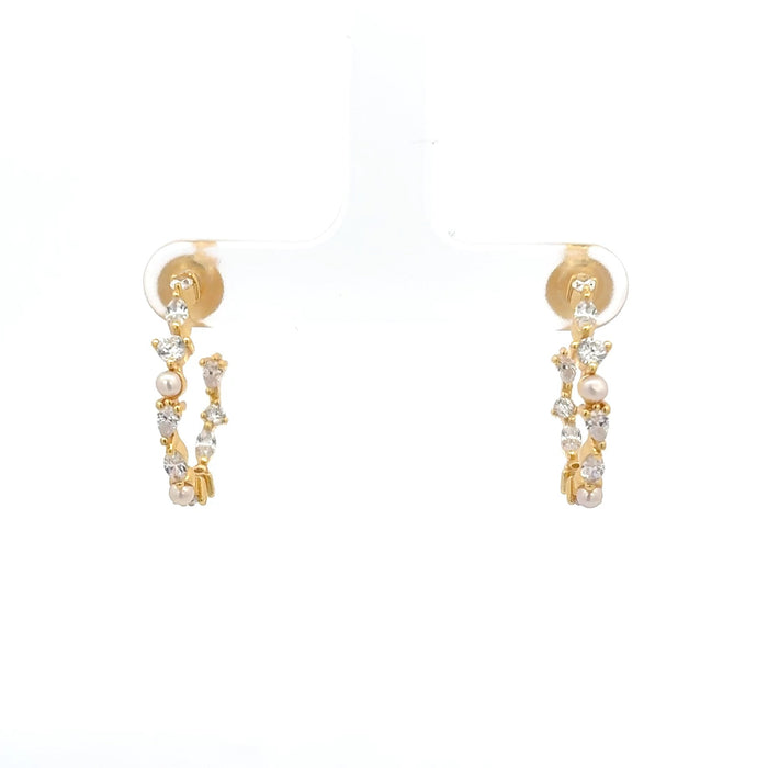 Gold Plated Stone Accent Hoop Earrings