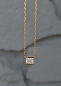 Gold Plated Stone Solitaire Necklace