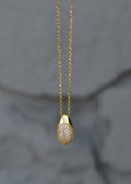 Gold Plated Stone Teardrop Pendant Necklace