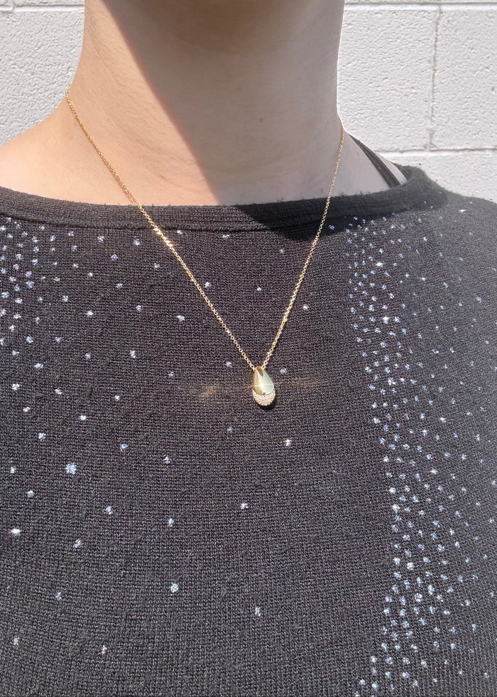 Gold Plated Stone Teardrop Pendant Necklace