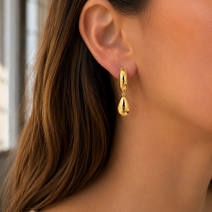 Gold Plated Teardrop Drop Earrings