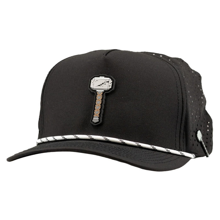 Golfio - Pins & Aces Thor's Hammer Perforated Rope Golf Cap Black - 25 Men