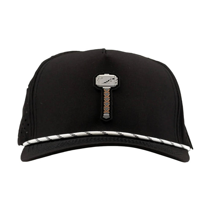 Golfio - Pins & Aces Thor's Hammer Perforated Rope Golf Cap Black - 25 Men