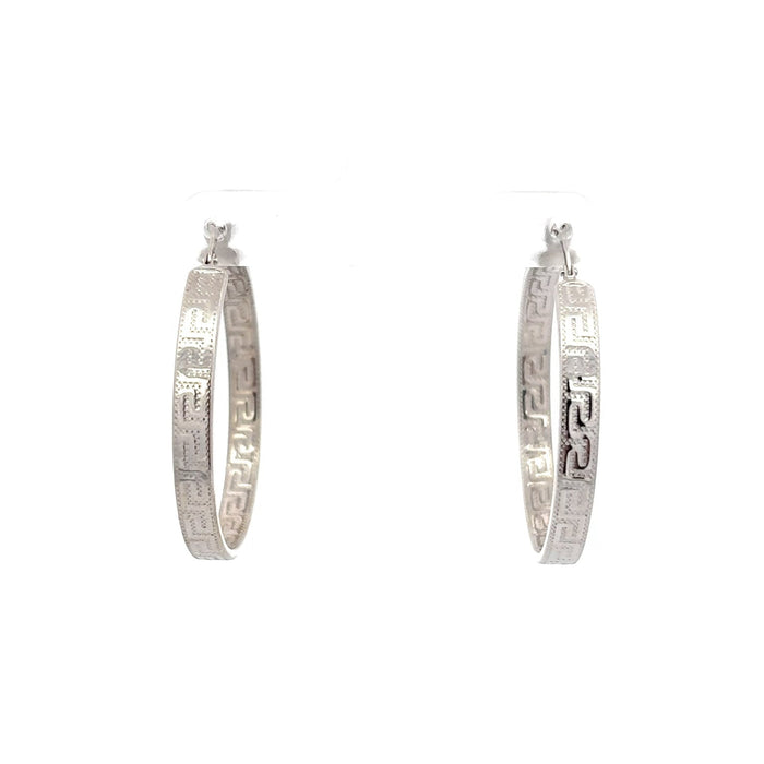 Greek Key Sterling Silver Hoop Earrings