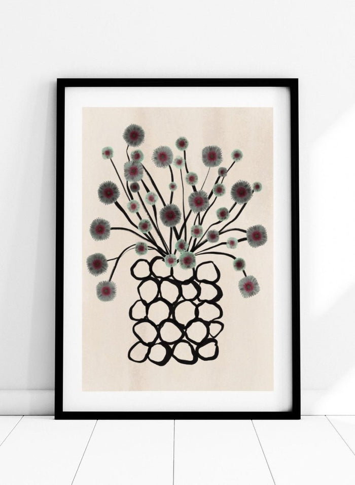 Green Flowers in Abstract Vase Art Print_Sugar & Canvas_Sugar & Canvas