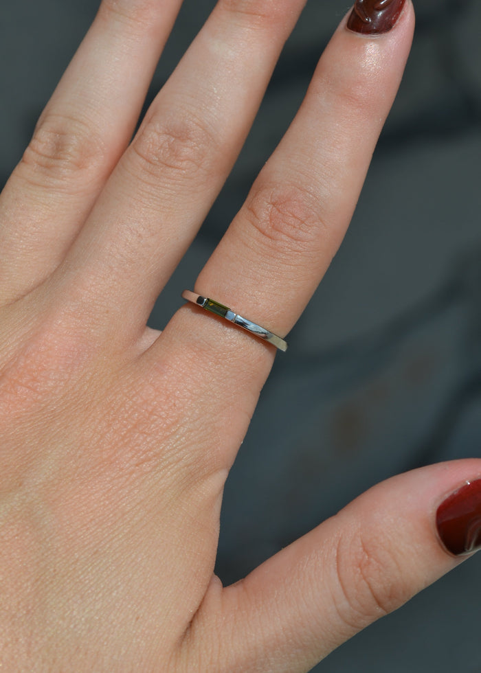 Green Stone Sterling Silver Band