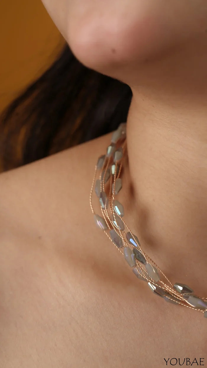 Grey Beads Choker -Premium, Anti Tarnish Stainless Steel