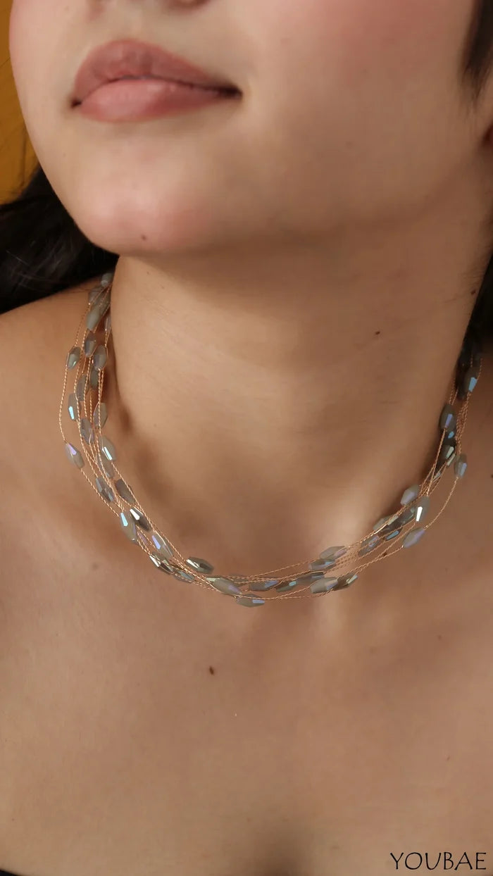 Grey Beads Choker -Premium, Anti Tarnish Stainless Steel
