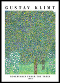 Rosebushes Under the Trees art print by Gustav Klimt is one of those paintings that feels like a memory. Klimt created it while spending summers by Lake Attersee, where he let go of heavy symbolism and focused on the beauty of everyday nature. The leaves turn into a mosaic of greens and yellows, almost buzzing with life, while the small rosebushes ground everything with a soft, gentle sweetness.