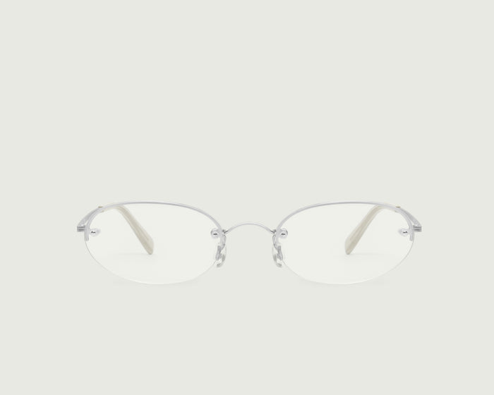 Silver::Harris Eyeglasses oval Gray stainless steel front