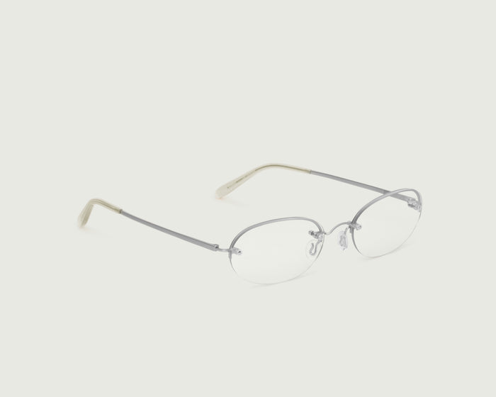 Silver::Harris Eyeglasses oval Gray stainless steel front diagonal