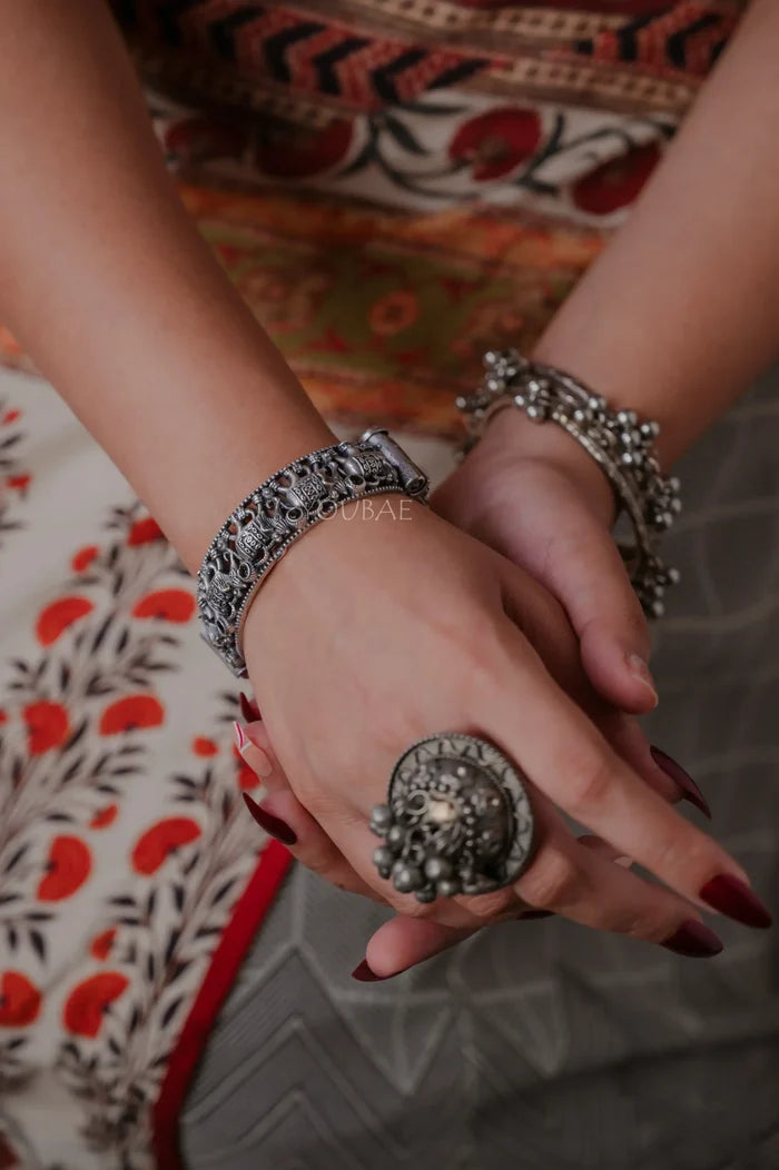 Hasi German Silver Free Size Kada Bracelet - Single