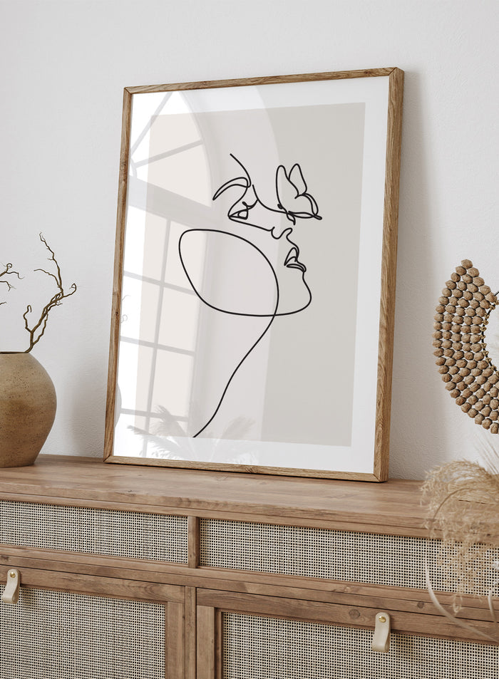 Head of Butterflies Line Art Print
