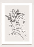 Head of Butterflies Line Art Print