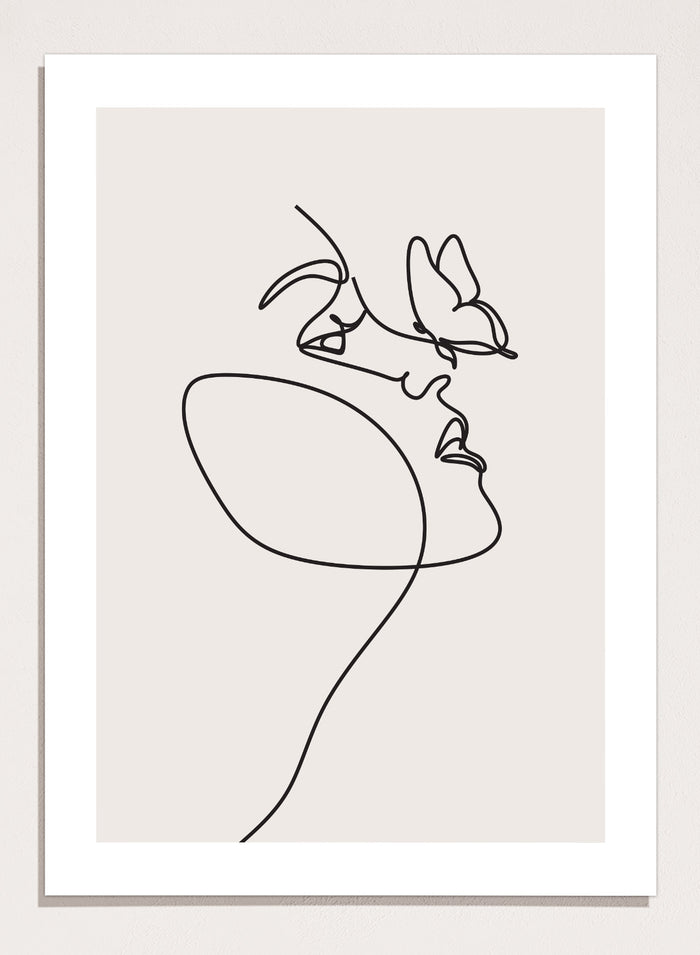 Head of Butterflies Line Art Print