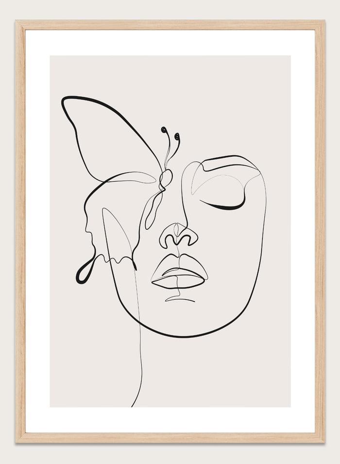 Head of Butterflies Line Art Print