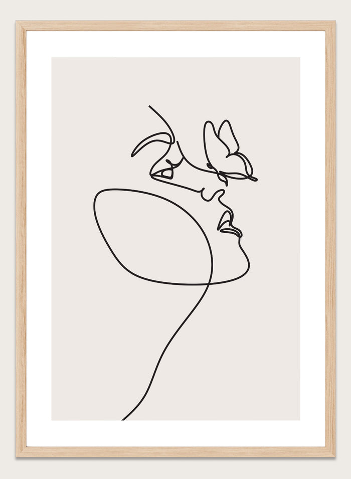 Head of Butterflies Line Art Print