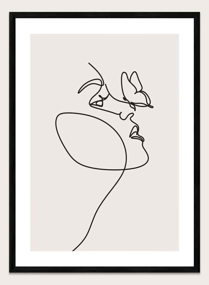 Head of Butterflies Line Art Print
