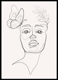 Head of Flowers and Butterfly Line Art Print_Sugar & Canvas_Sugar & Canvas