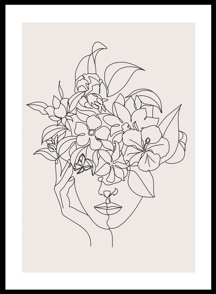 Head of Flowers Line Art Print_Sugar & Canvas