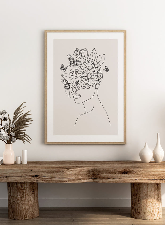 Head of Flowers Line Art Print