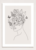Head of Flowers Line Art Print