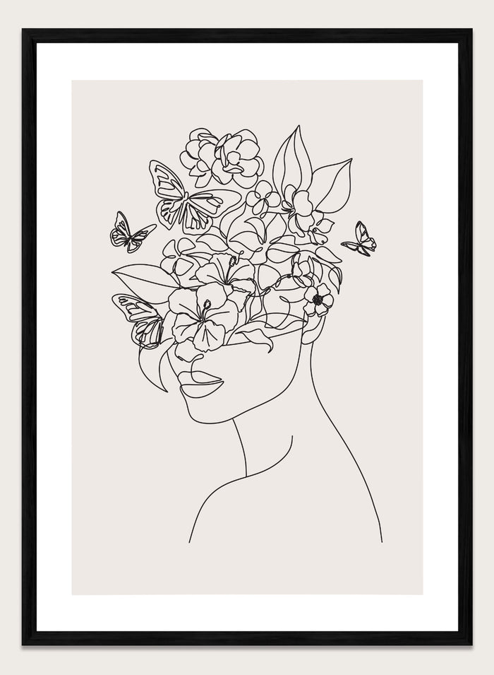 Head of Flowers Line Art Print