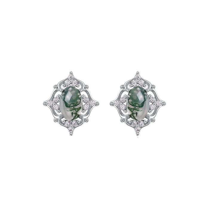 Héloria Green Moss Oval Earrings
