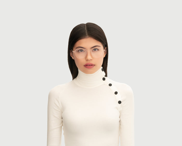 lifestyle-Bellini::women Helsinki+ Eyeglasses square nude plant-based