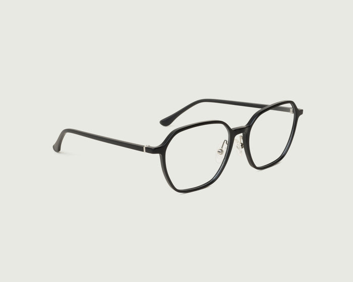 Charcoal::Helsinki+ Eyeglasses square black plant-based plastic front diagonal