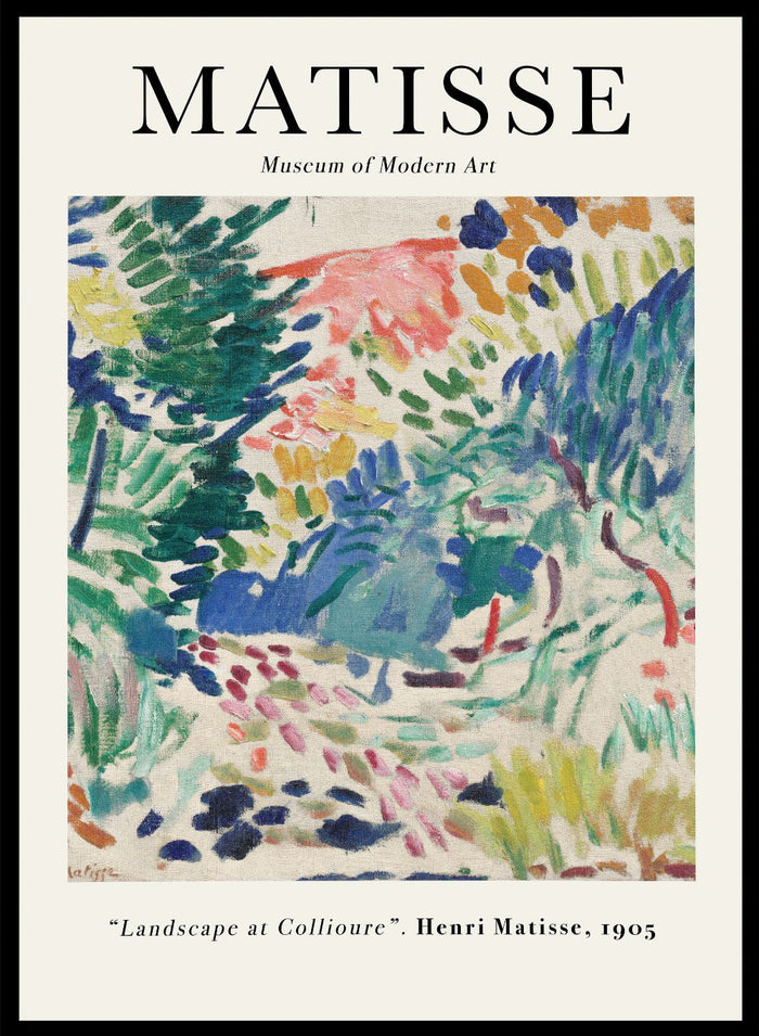 Celebrate the vibrant beauty of Henri Matisse’s Landscape at Collioure with this vintage fine art print. Painted in the summer of 1905, the painting brings the Mediterranean to life with bold patches of color and free, expressive brushstrokes. A hallmark of Fauvist style, it conveys the warmth, light, and untamed beauty of the French landscape.