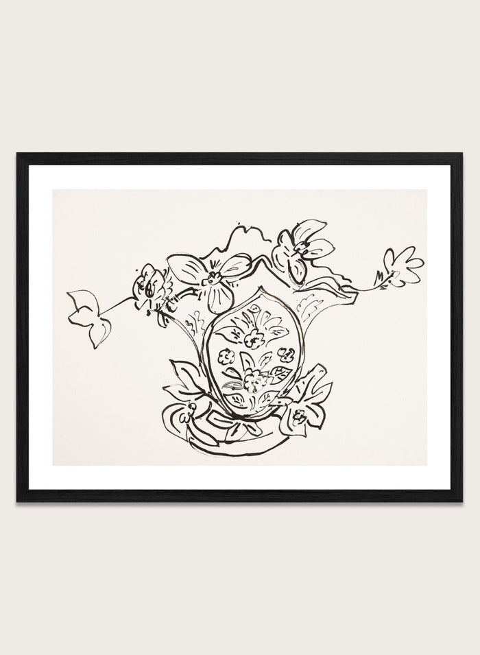 Vase Louis Philippe et anémones by Henri Matisse is a minimalist floral line drawing art print featuring expressive black ink linework and elegant French modernist design.