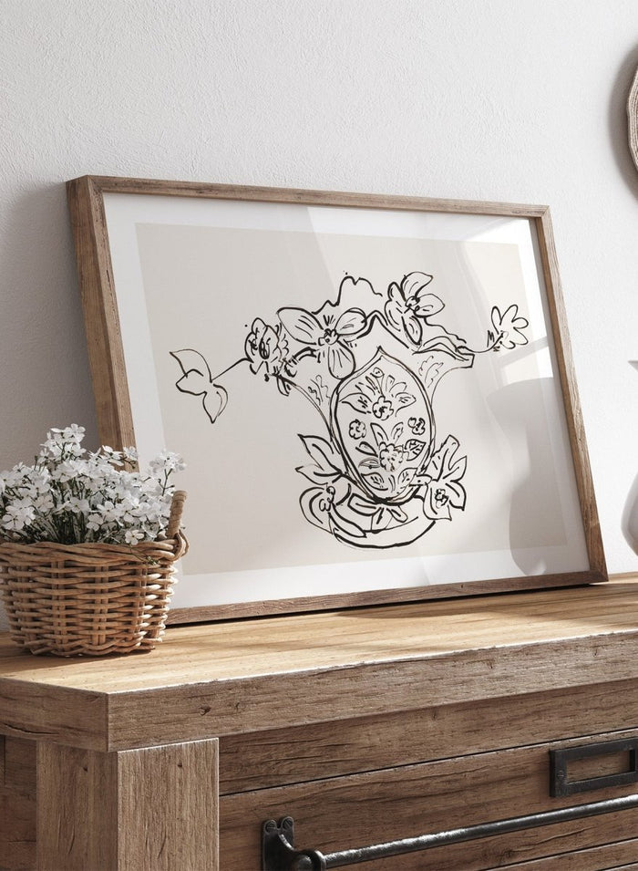 Vase Louis Philippe et anémones by Henri Matisse is a minimalist floral line drawing art print featuring expressive black ink linework and elegant French modernist design.