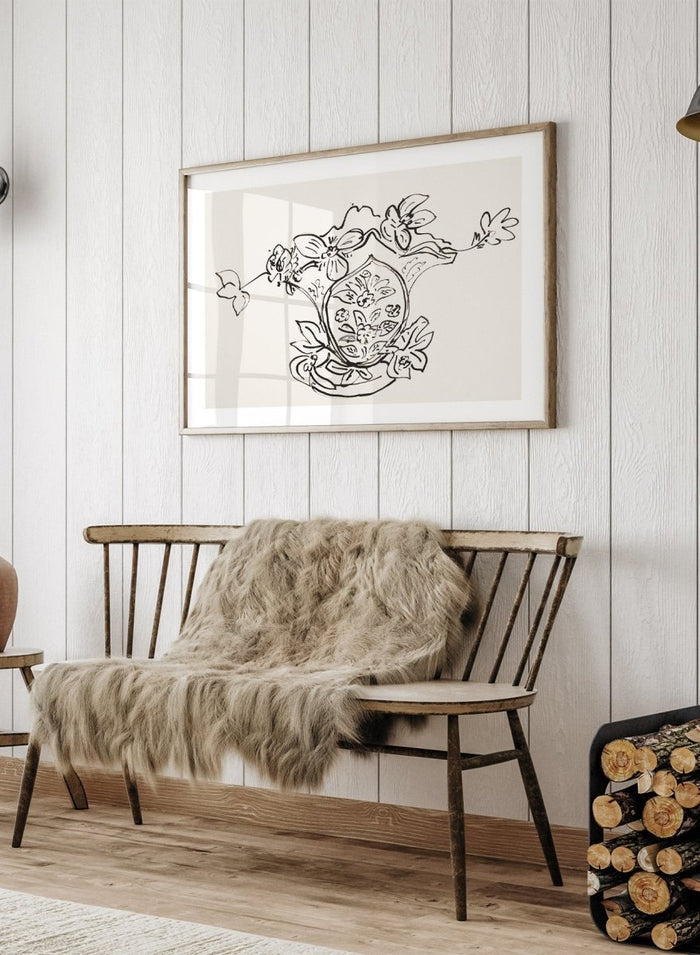 Vase Louis Philippe et anémones by Henri Matisse is a minimalist floral line drawing art print featuring expressive black ink linework and elegant French modernist design.