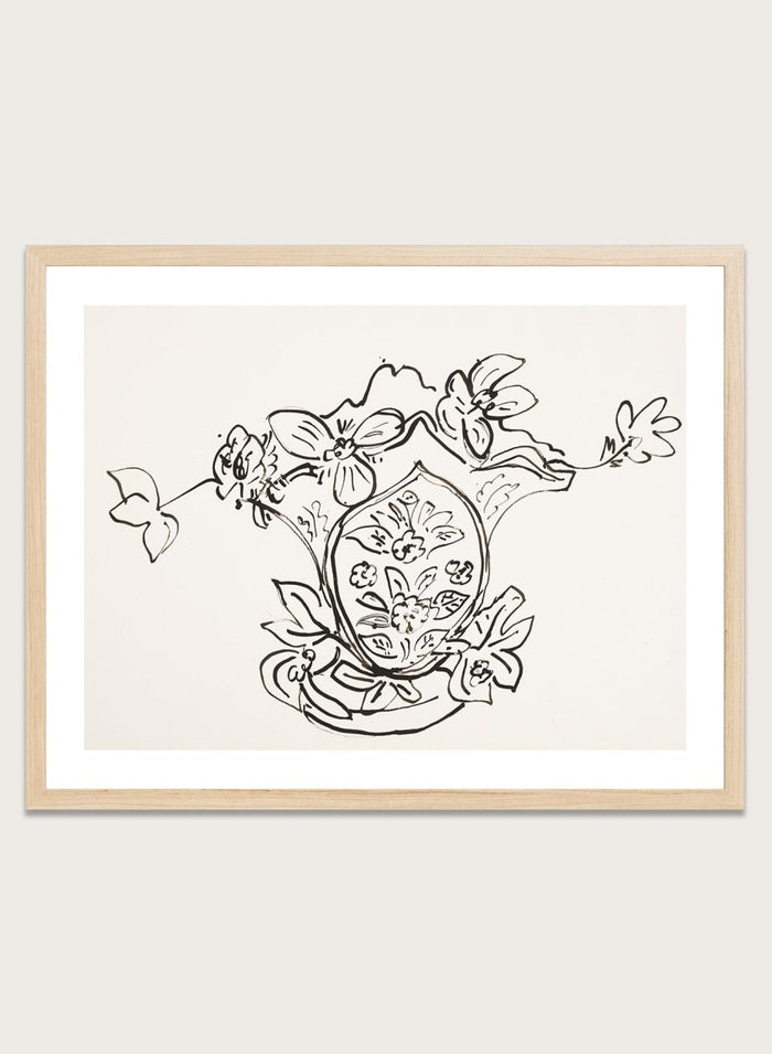 Vase Louis Philippe et anémones by Henri Matisse is a minimalist floral line drawing art print featuring expressive black ink linework and elegant French modernist design.